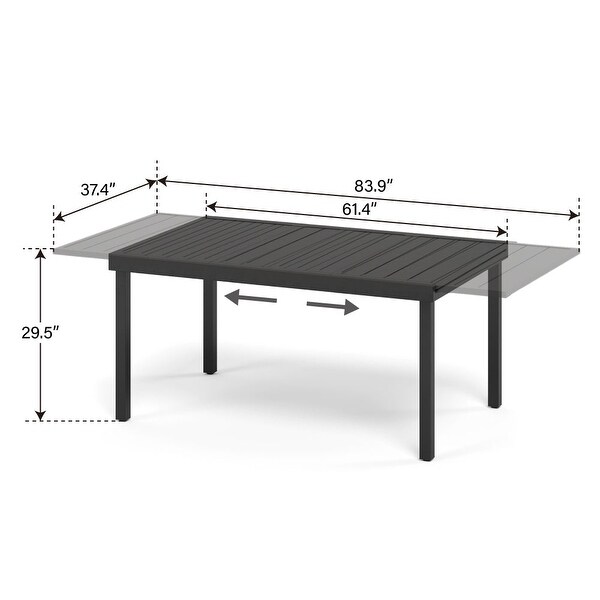 7/9Piece Patio Dining Set,1X Expandable Table,6/8 Folding Textilene Chairs