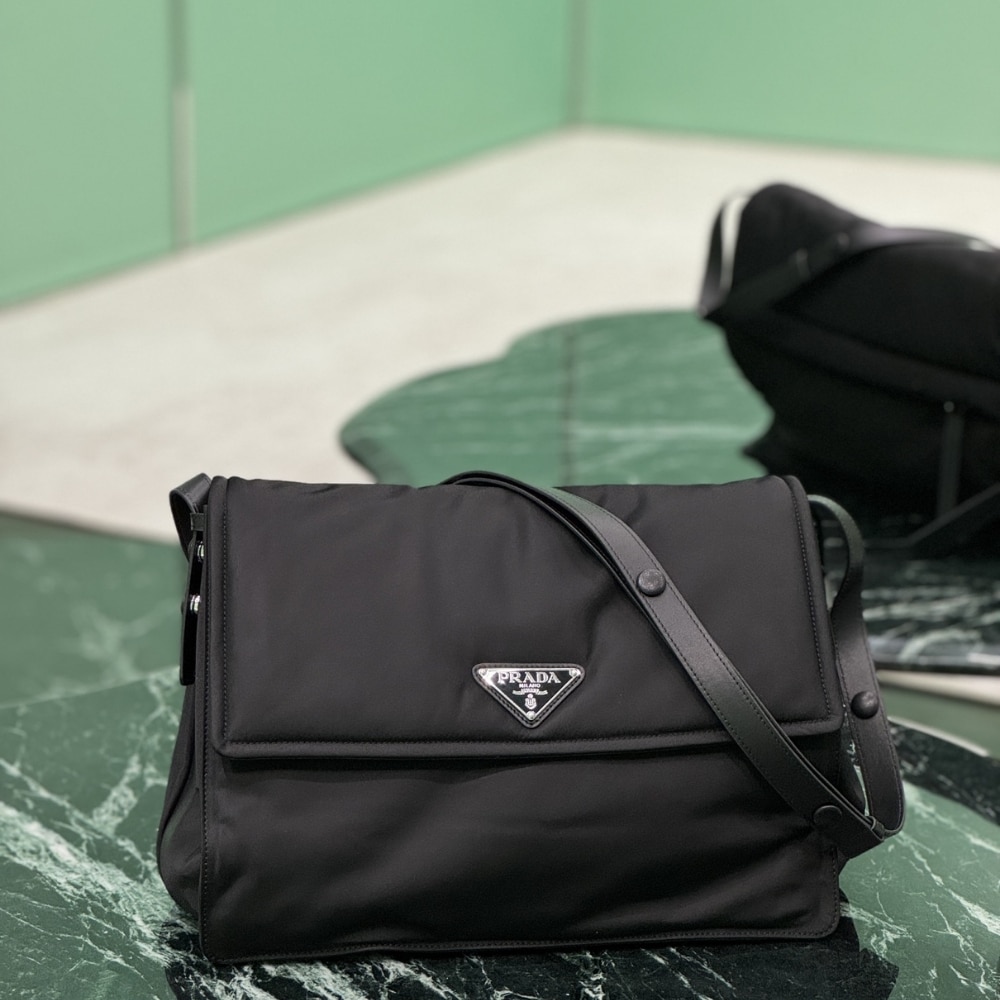Prada Re Nylon Large Padded Shoulder Bag Black 38Cm