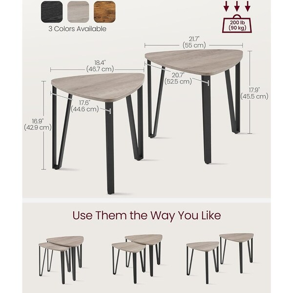 Stacking Side Coffee Tables,Heather Greige and Black End Tables