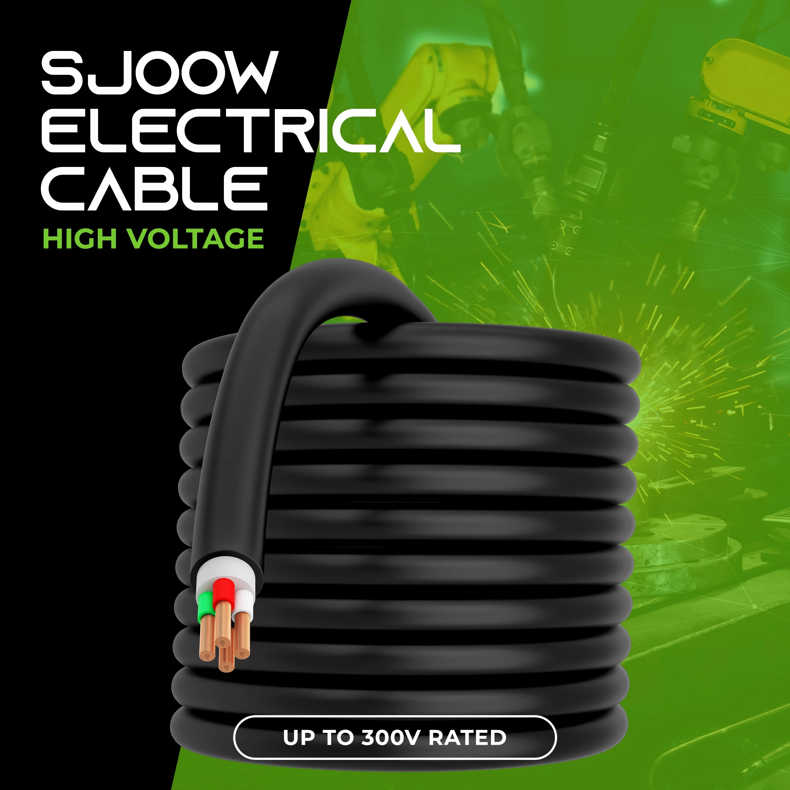 GearIT 12/4 12 AWG Portable Power Cable (50 Feet - 4 Conductor) SJOOW 300V 12 Gauge Electric Wire for Motor Leads, Portable lights, Battery Chargers, Stage Lights and Machinery -50ft Electrical Cord