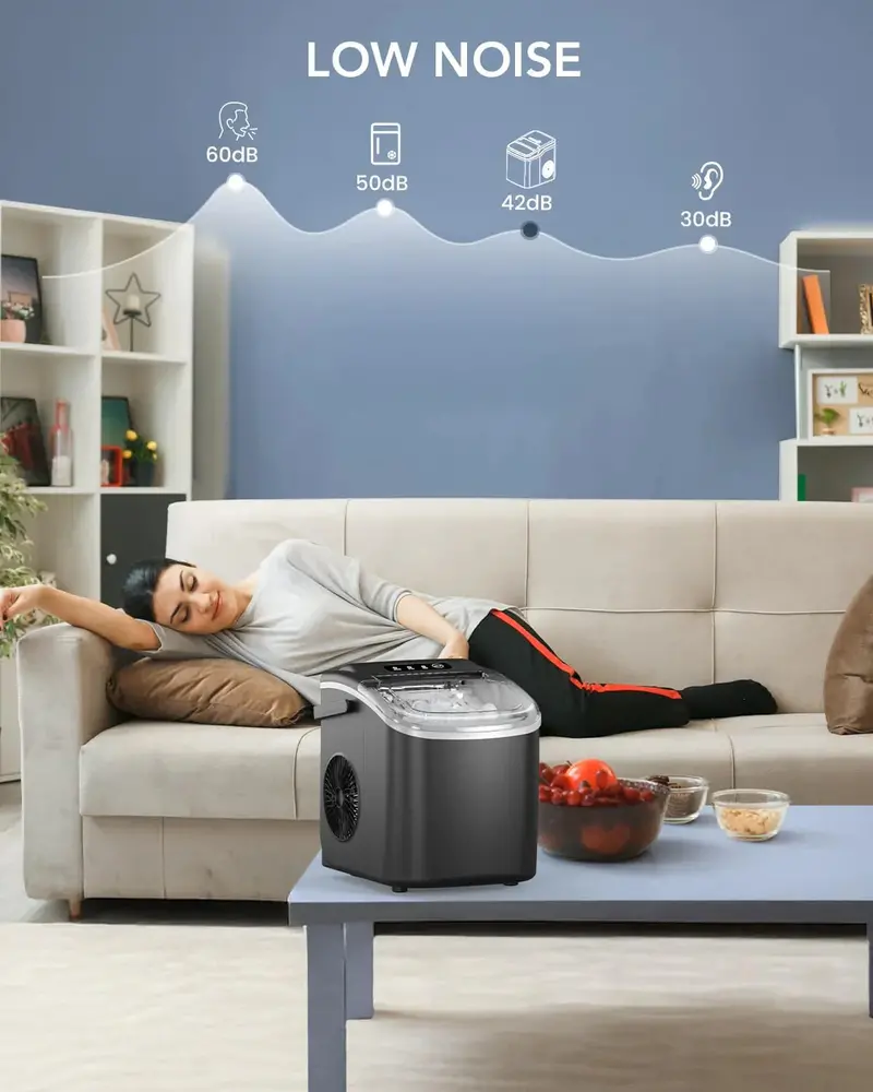 Portable Countertop Ice Maker – 26.6 lbs/Day Output, Self-Cleaning, Includes Scoop & Basket, Matte Black Finish