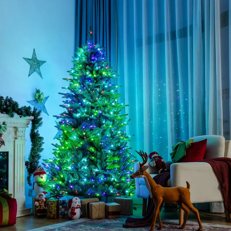 Premium Hinged Pre-Lit Spruce Christmas Tree – 540 Warm White LED Lights Included