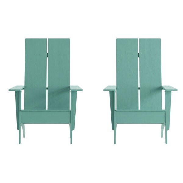 Modern Dual Slat Back Adirondack Style Chairs (Set of 2)