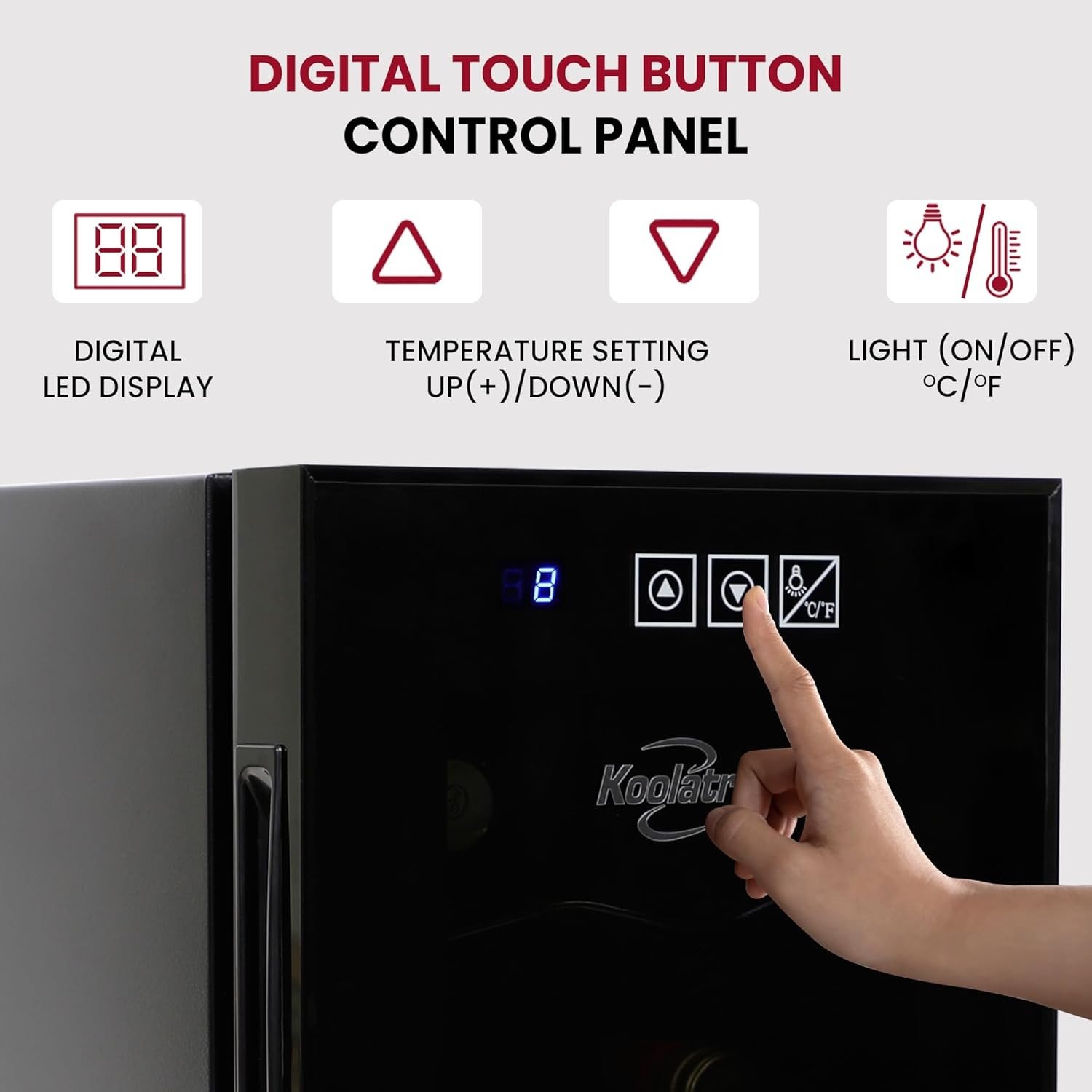 16L (0.6 Cu.Ft) 6-Bottle Wine Cooler Freestanding Countertop Digital Temp Control Black