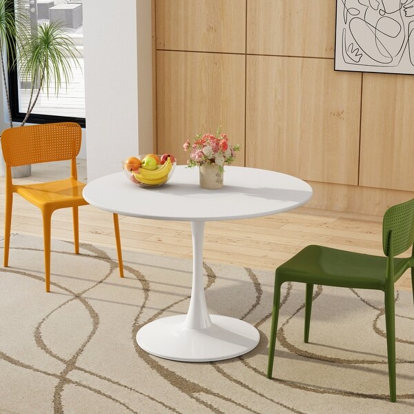 Modern 42 in. Round Dining Table with Round MDF Table Top,Metal Base