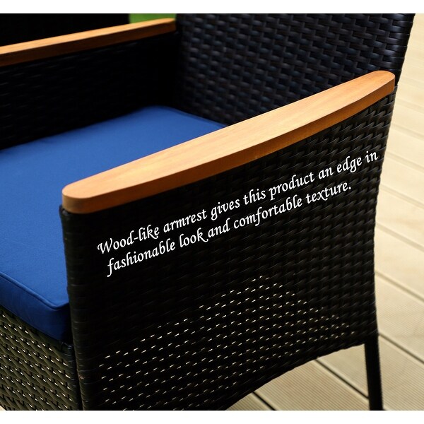 7 Pieces PE Rattan Patio Dining Sets,Modern Wicker Conversation Armhairs with Cushions and 2.6