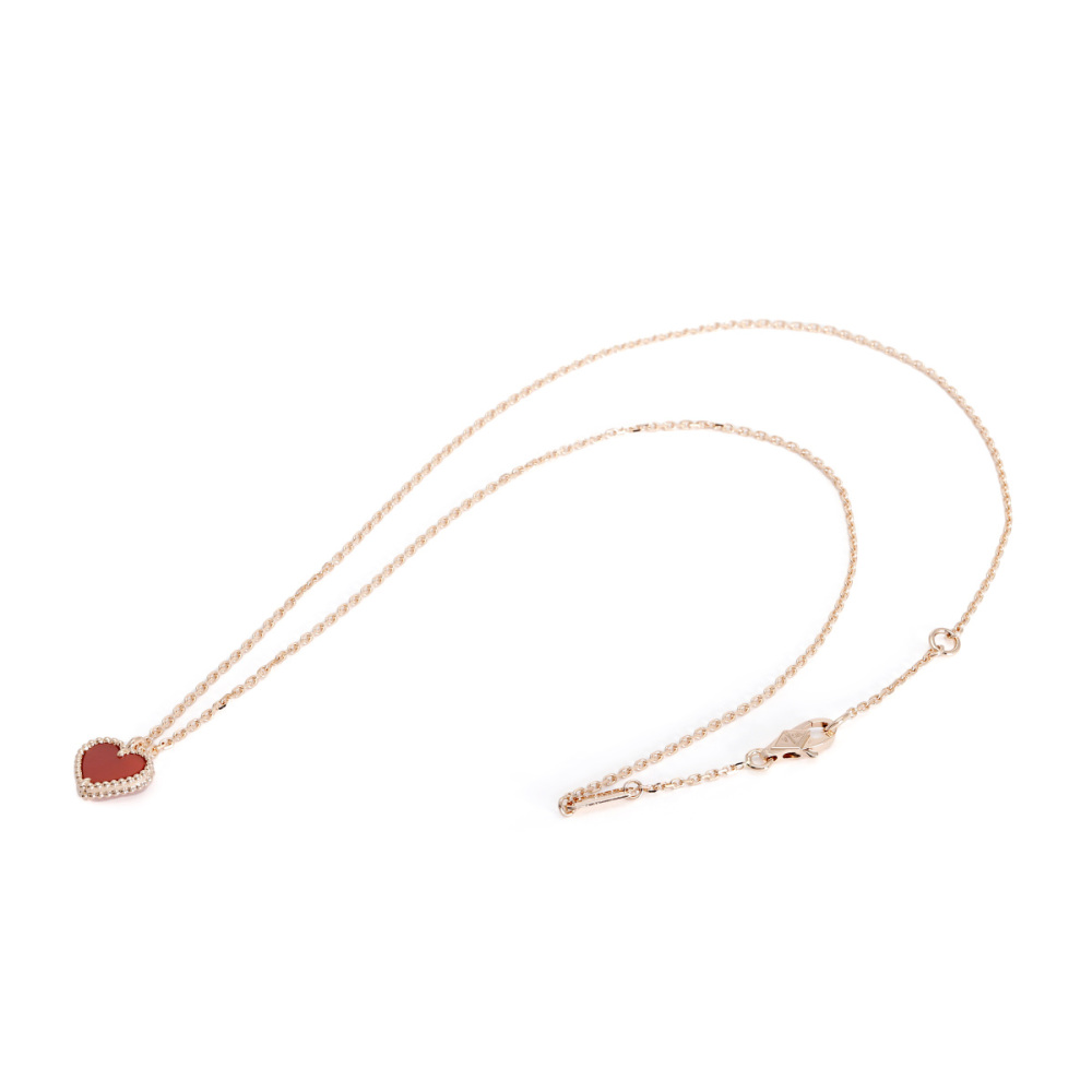 Van Cleef & Arpels Sweetheart Heart Motif Necklace 18K Rose Gold Carnelian VCARN59N00
