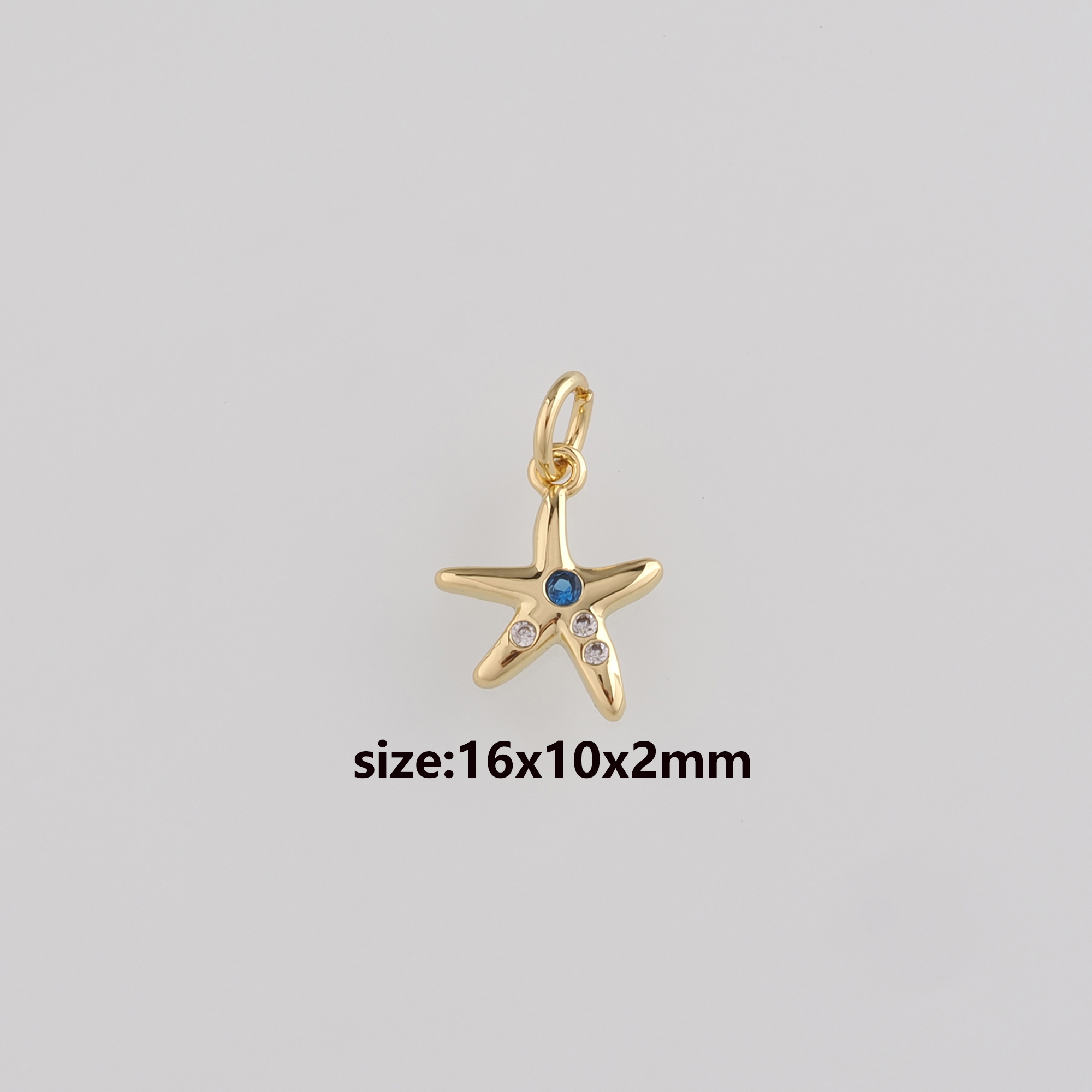 18K Gold Filled Starfish Pendant,Ocean Starfish Charm Earrings Necklace for DIY Jewelry Making Supply