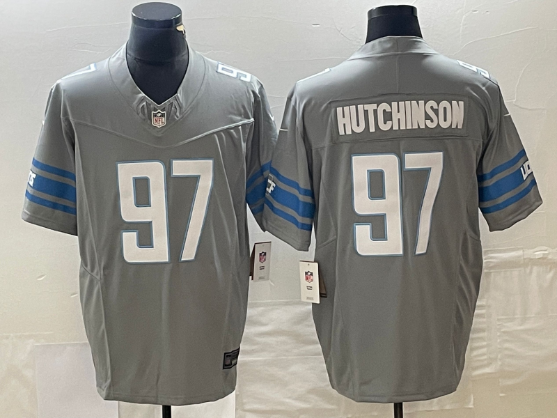 Men's Detroit Lions Aidan Hutchinson #97 Gray Game Jersey