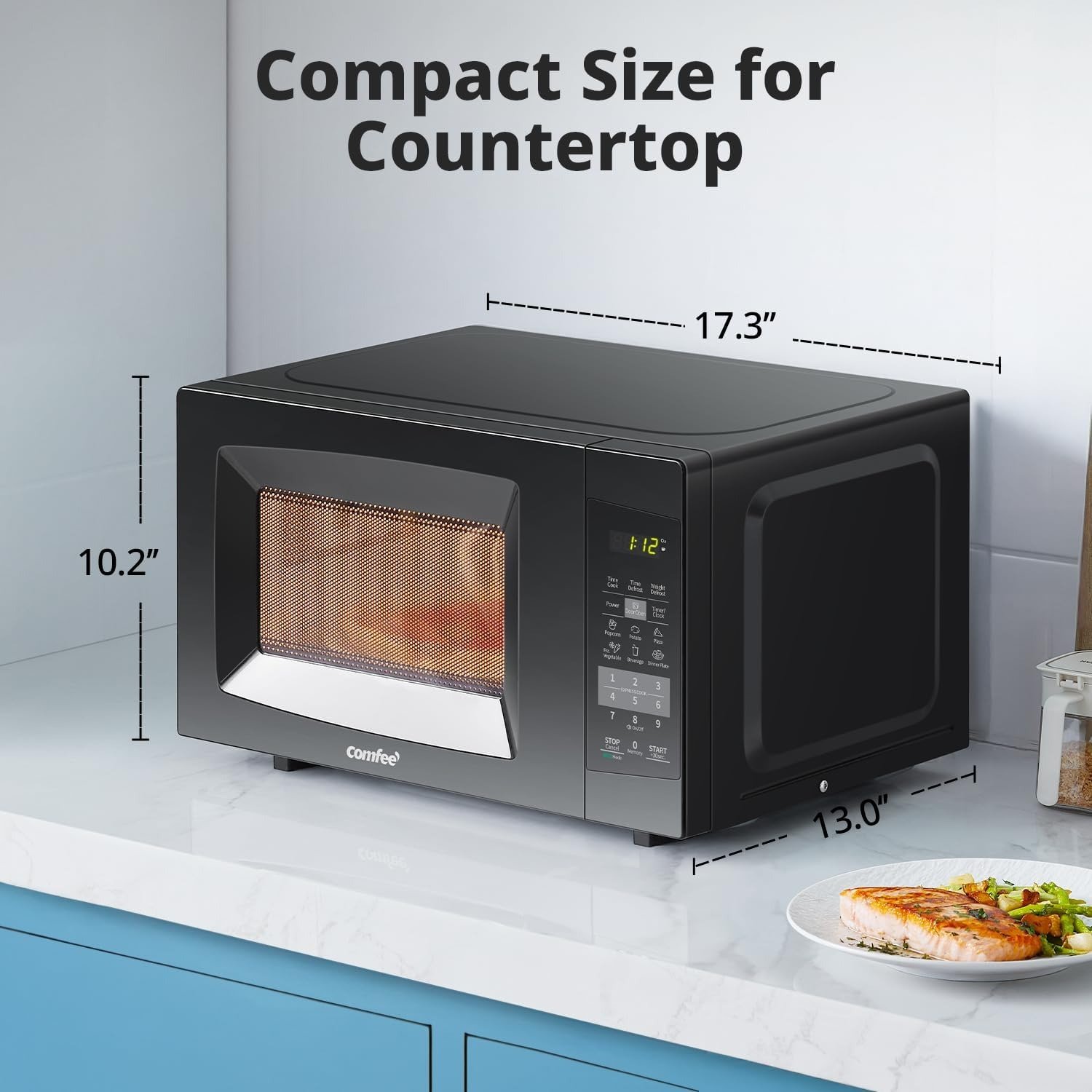 Countertop Microwave Oven with Sound On/Off, ECO Mode and Easy One-Touch Buttons, 0.7cu.ft, 700W, Black