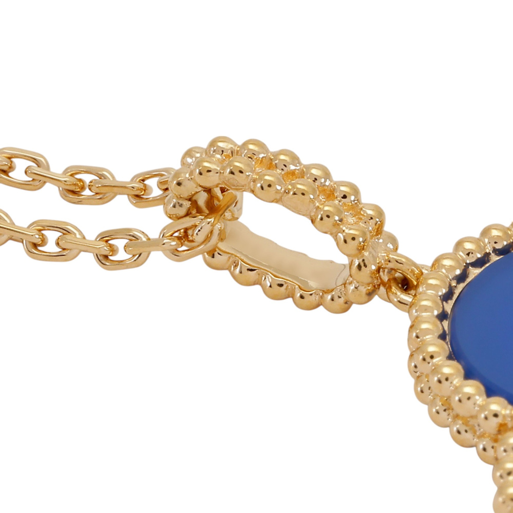 Van Cleef & Arpels Magic Alhambra Necklace 1 Motif 18K Yellow Gold Blue Agate VCARP6LA00