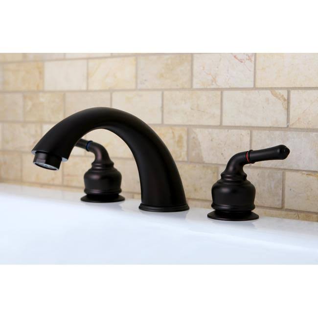 Kingston Brass Magellan Chrome u0026 Polished Brass Two-Handle Roman Tub Filler KC364