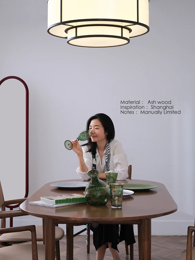 YA023 (Table) - Italian White Waxwood Dining Table / Work Table Integrated Multi-person Living Room Dining Room Long Table New Chinese Dining Table