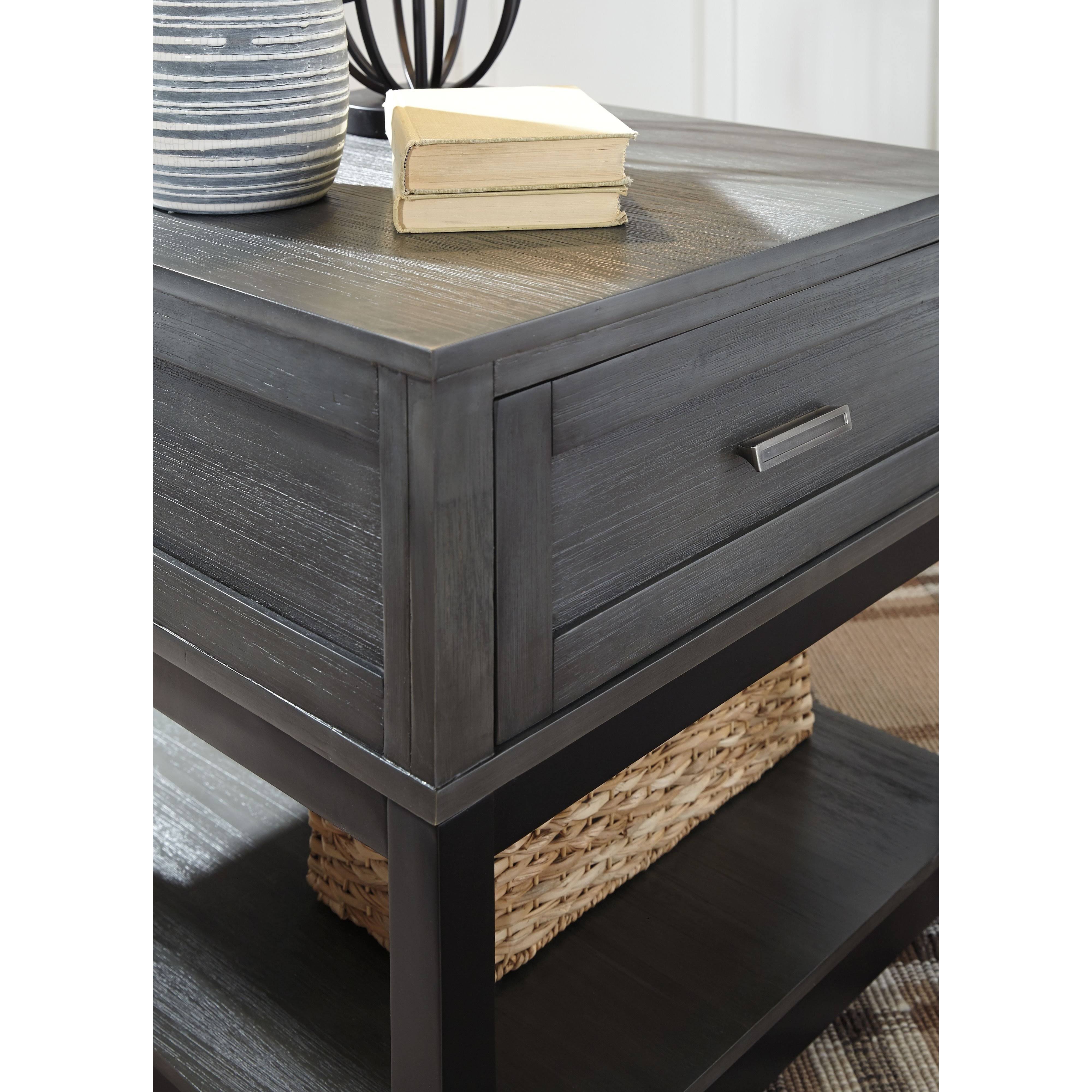 Caitbrook - Gray/Black - Rectangular End Table