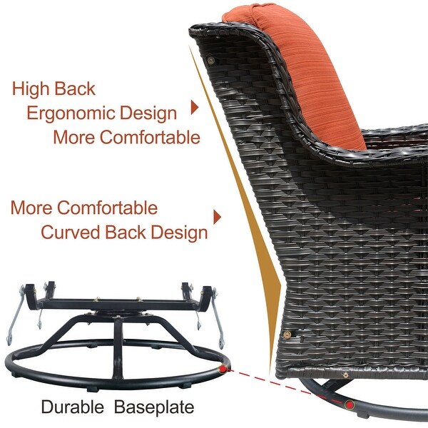 OVIOS 6piece Rattan Wicker Patio Furniture Set Swivel Gliding Chair Set