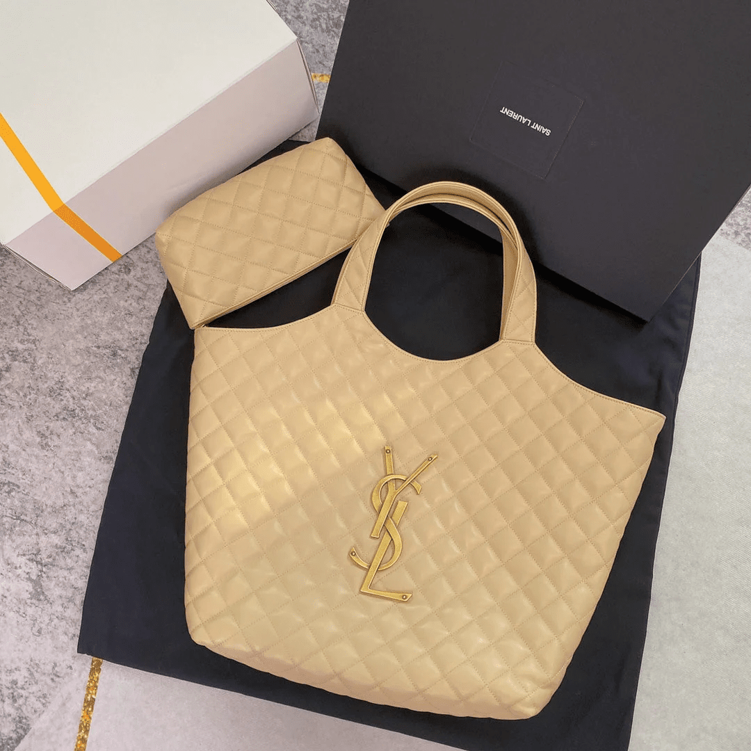 Saint Laurent Icare Maxi Shopping Bag In Quilted Beige 58Cm