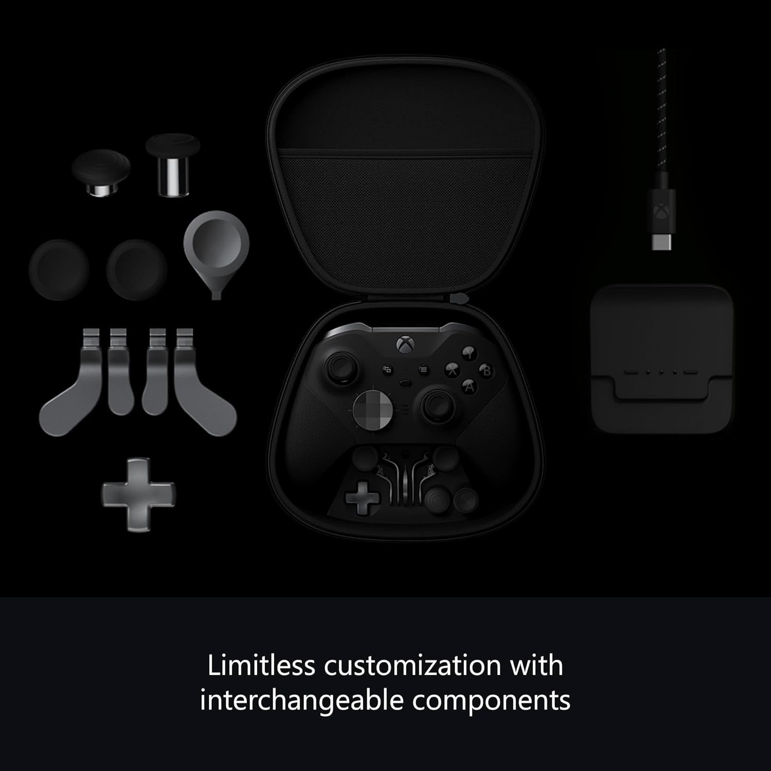 Wireless Gaming Controller | Elite Series 2 | Black | PC, and Android | Adjustable Thumbsticks | Trigger Locks