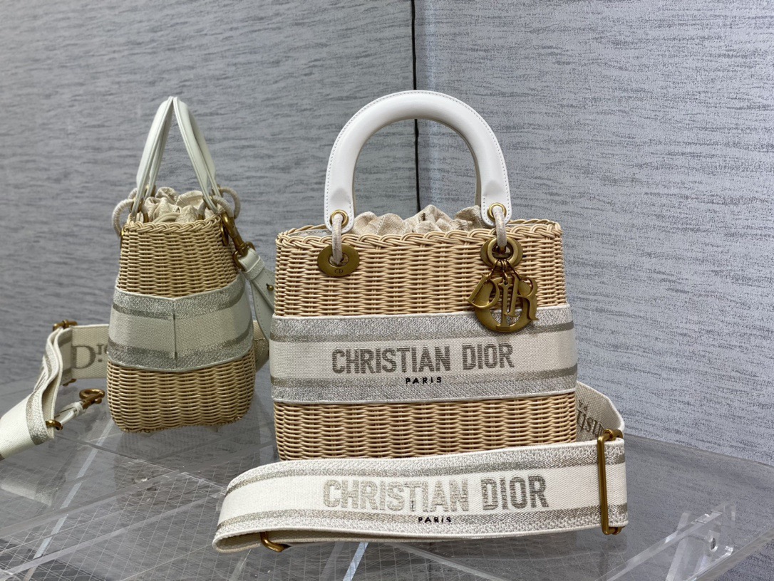 12A Dior High version embroidered bamboo woven bag - cnluxepick