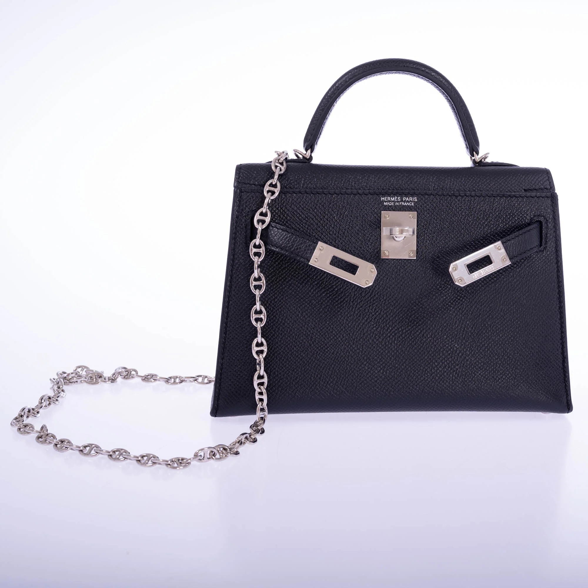 Hermès Mini Kelly II 20 Sellier Noir Epsom Palladium Hardware
