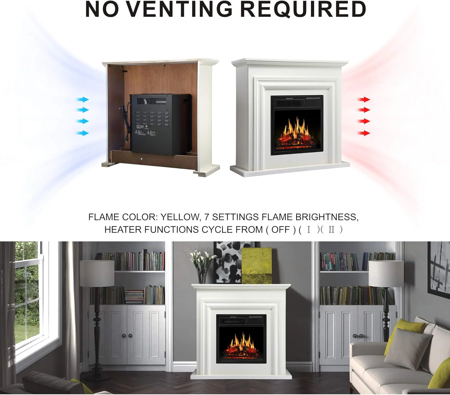 36 Inch Electric Fireplace Mantel Wooden Surround Firebox M1804