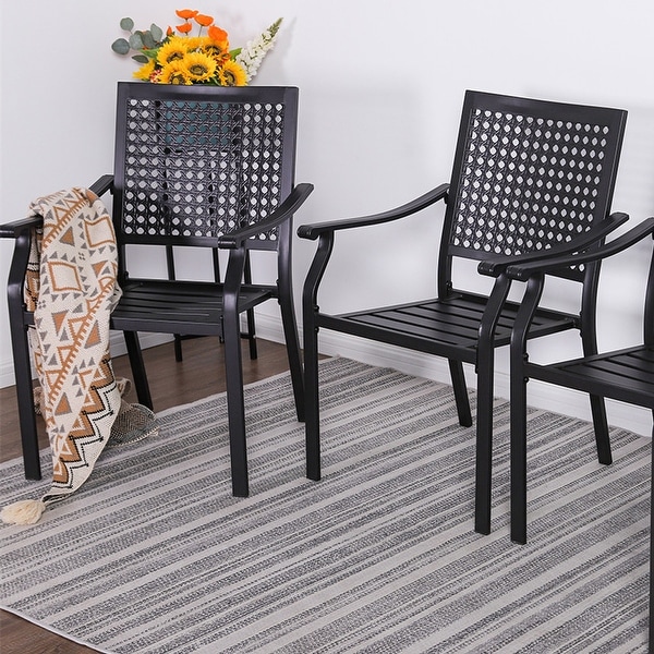 7Piece Patio Dining Set ,Large Round Dining Table with Umbrella Hole and Metal Swivel Dining Chairs