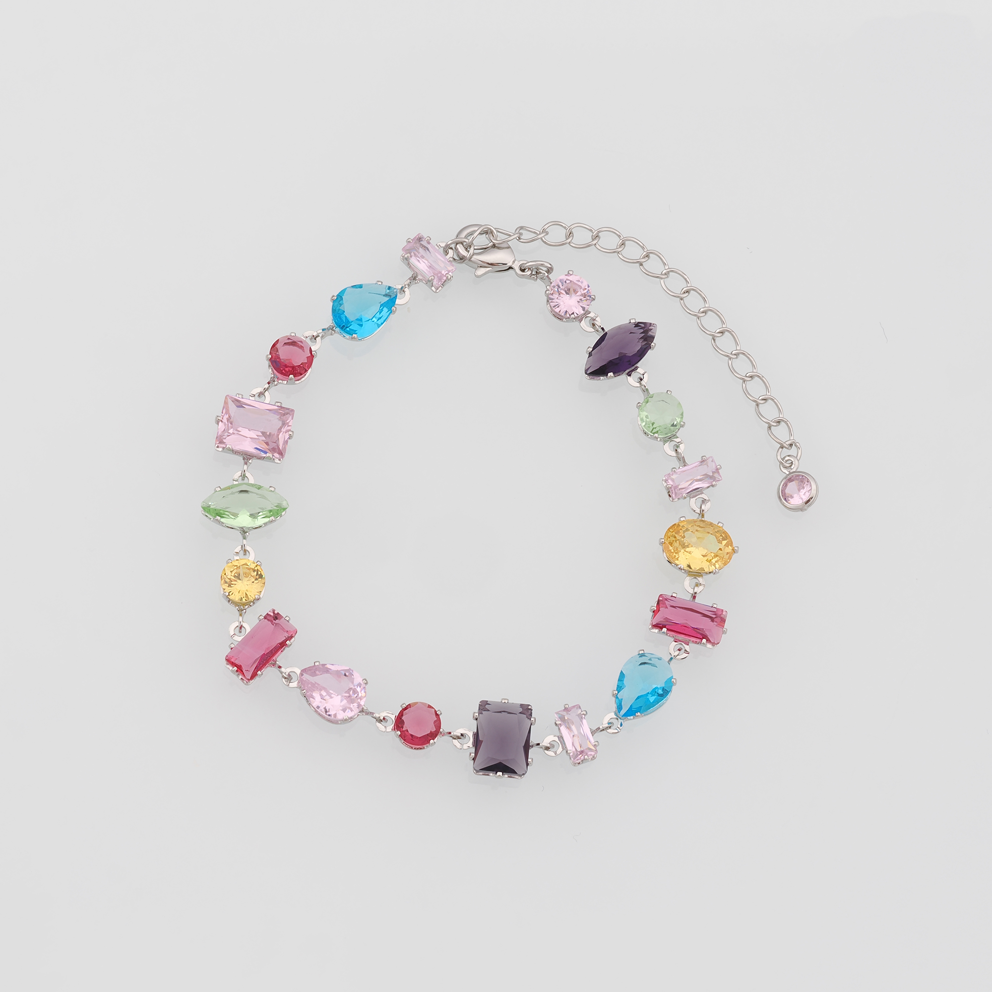18K Gold Filled Geometric Bracelet,Multicolor Zircon Bracelet,Colorful Bracelet,Adjustable Bracelet,Gift For Her