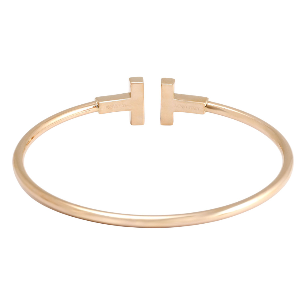 Tiffany & Co. Tiffany T Wire Diamond Shell Bracelet 18K Rose Gold 64028588