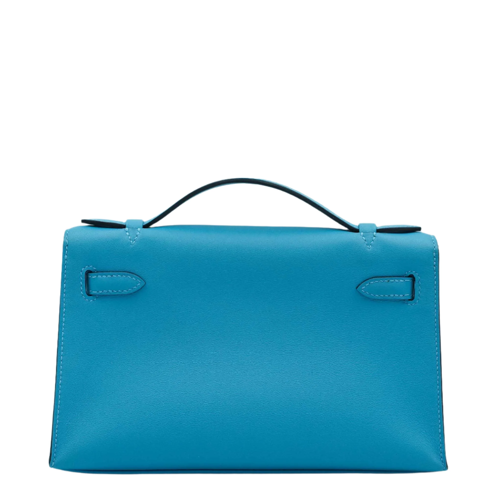 Hermès Kelly Pochette Celeste Swift with Gold Hardware
