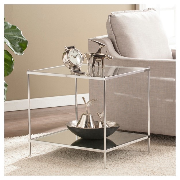 Benton Glam Mirrored End Table Chrome Aiden Lane