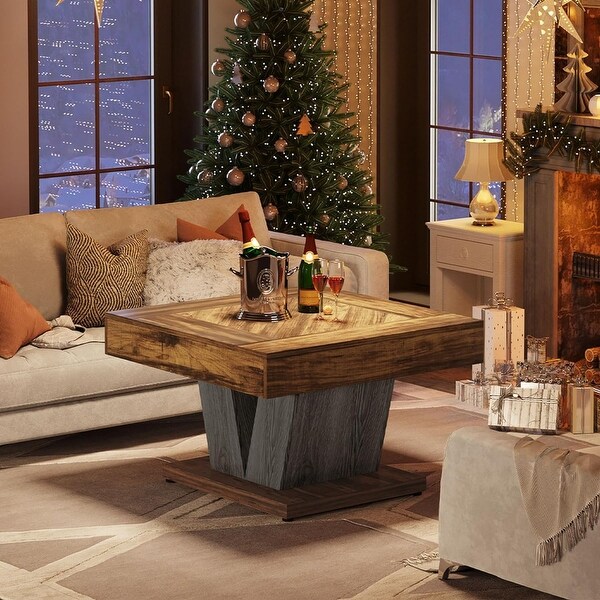 31.5 Inches Square Coffee Table,Wood Center Table Cocktail Tea Table Accent Table