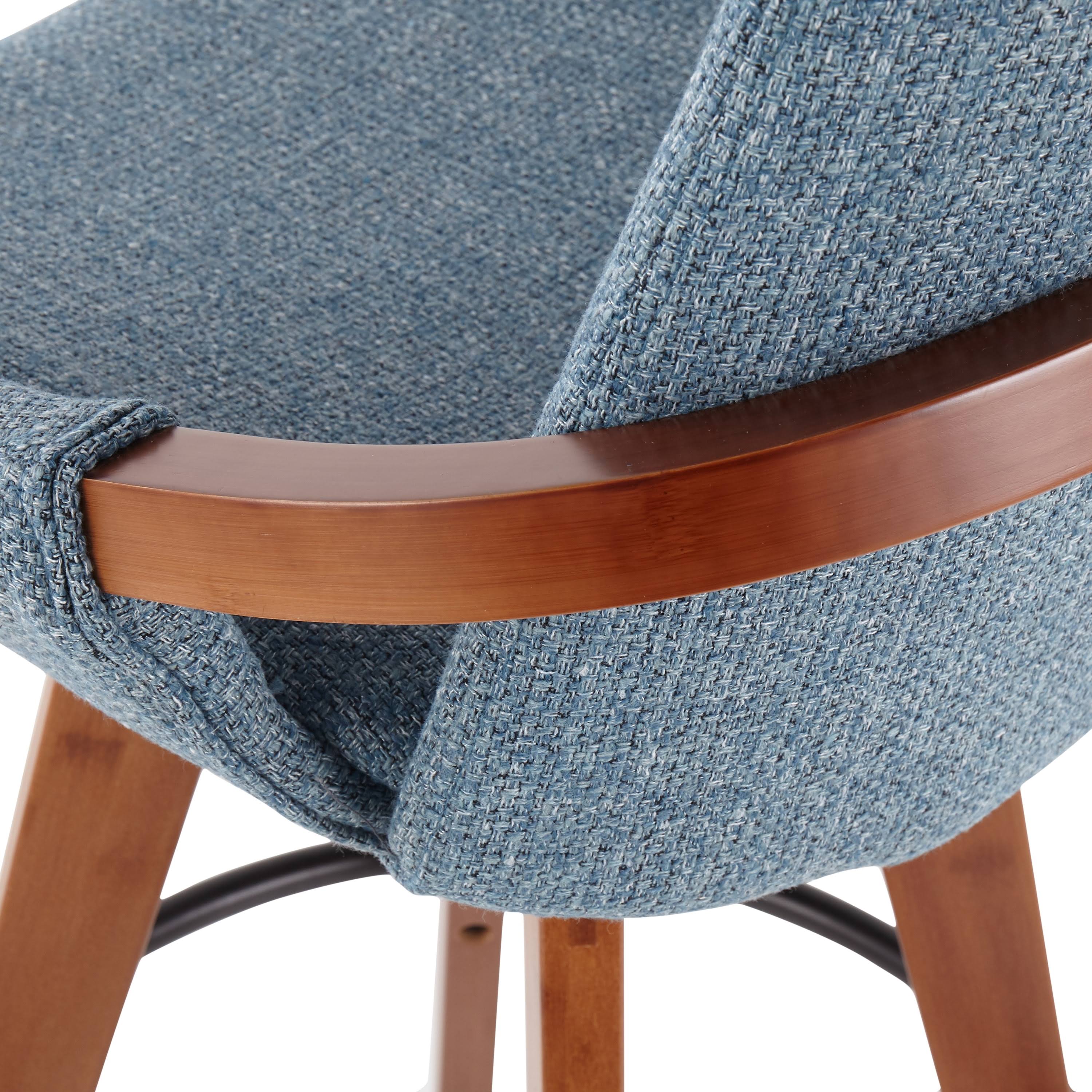LumiSource Cosmo Counter Stool Blue Noise Fabric Walnut Bamboo