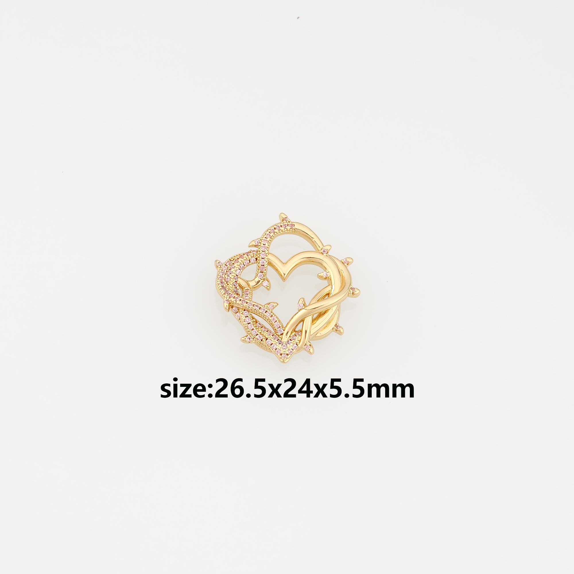 18K Gold Filled Heart Pendant,CZ Micro Pave Heart Charm Earrings Necklace for DIY Jewelry Making Supply