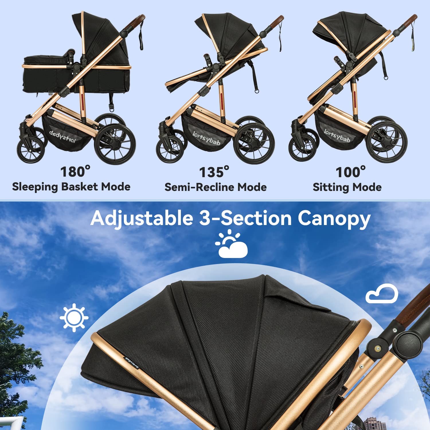 Infant Newborn Baby Bassinet Stroller