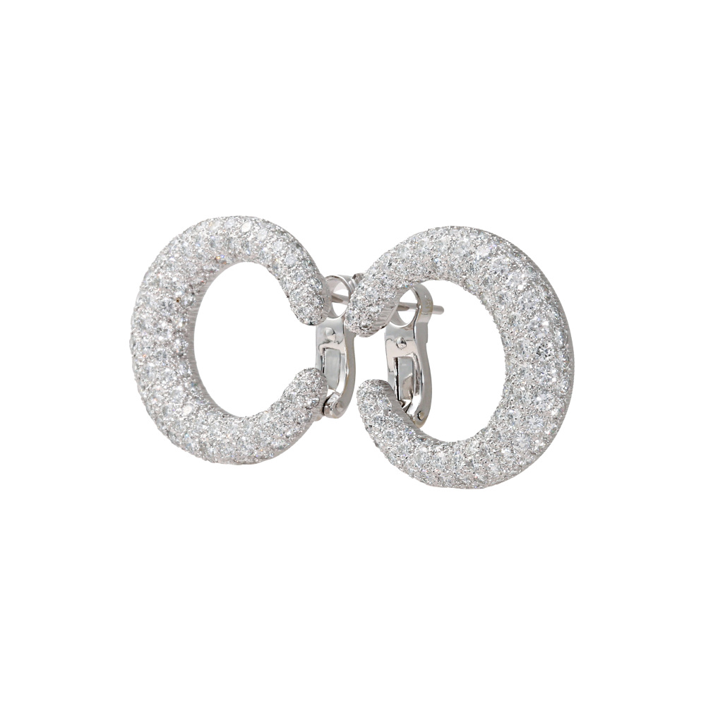 Cartier Panthère Creole Hoop Earrings Platinum Diamond