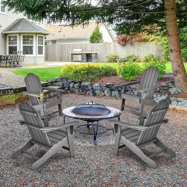 Costway 2PCS Patio Adirondack Chair Weather Resistant Garden Deck