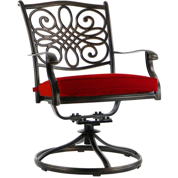 Cambridge Seasons 7Piece Dining Set in Red with 2 Swivel Rockers,4 Dining Chairs,and a 72In. x 38In. Casttop Table