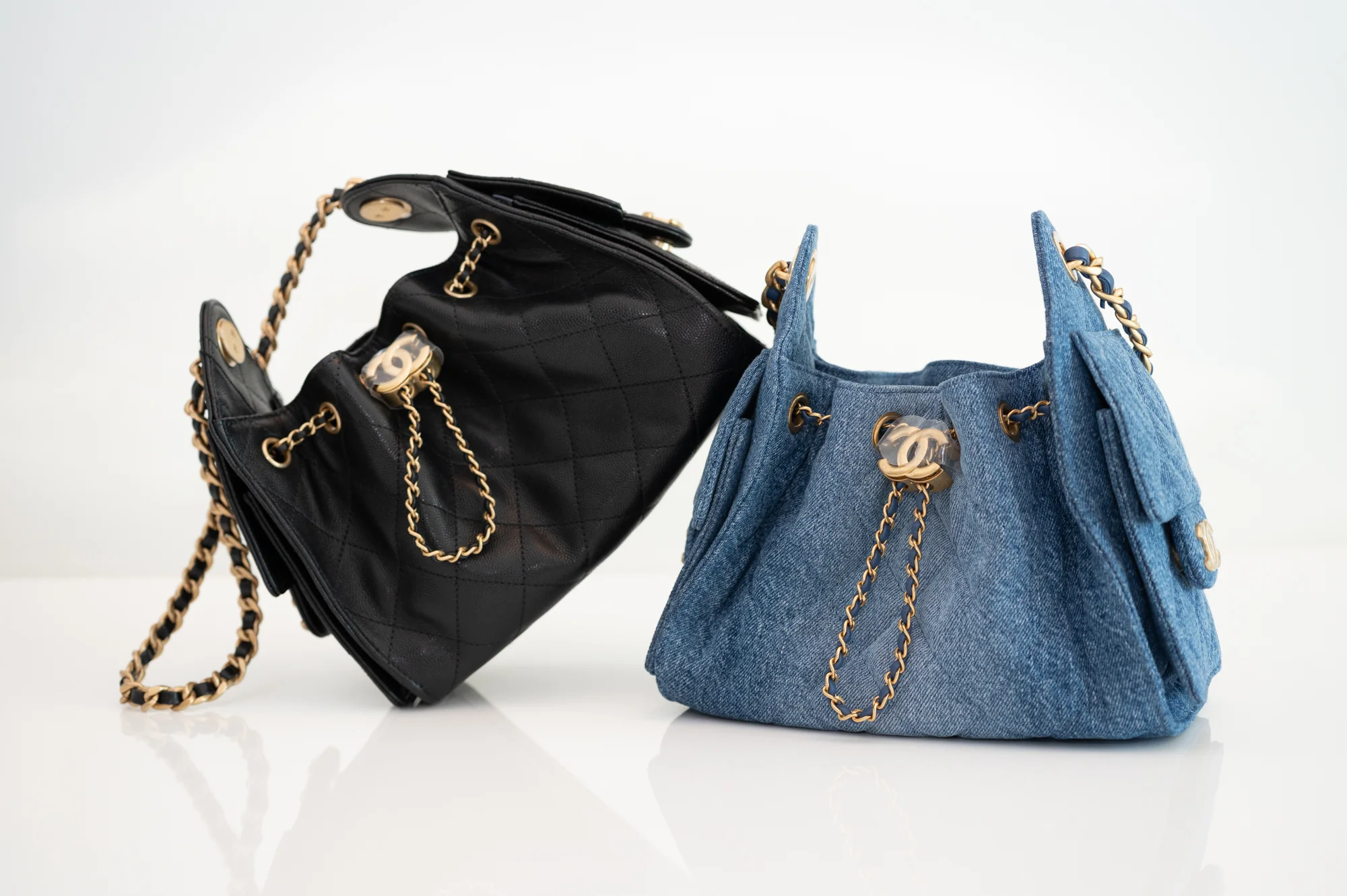 Chanel 25 Mini Washed Denim Blue Gold Hardware