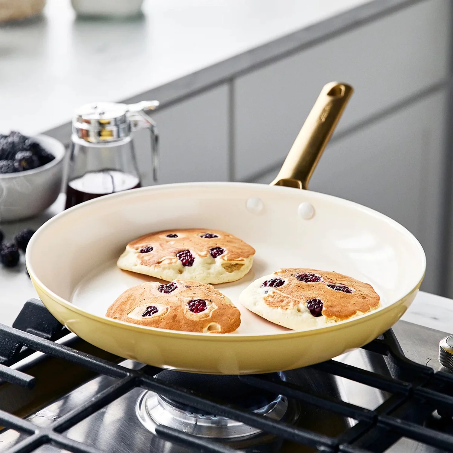 GreenPan Reserve Ceramic Nonstick 10-Piece Cookware Set | Sunrise with Gold-Tone Handles