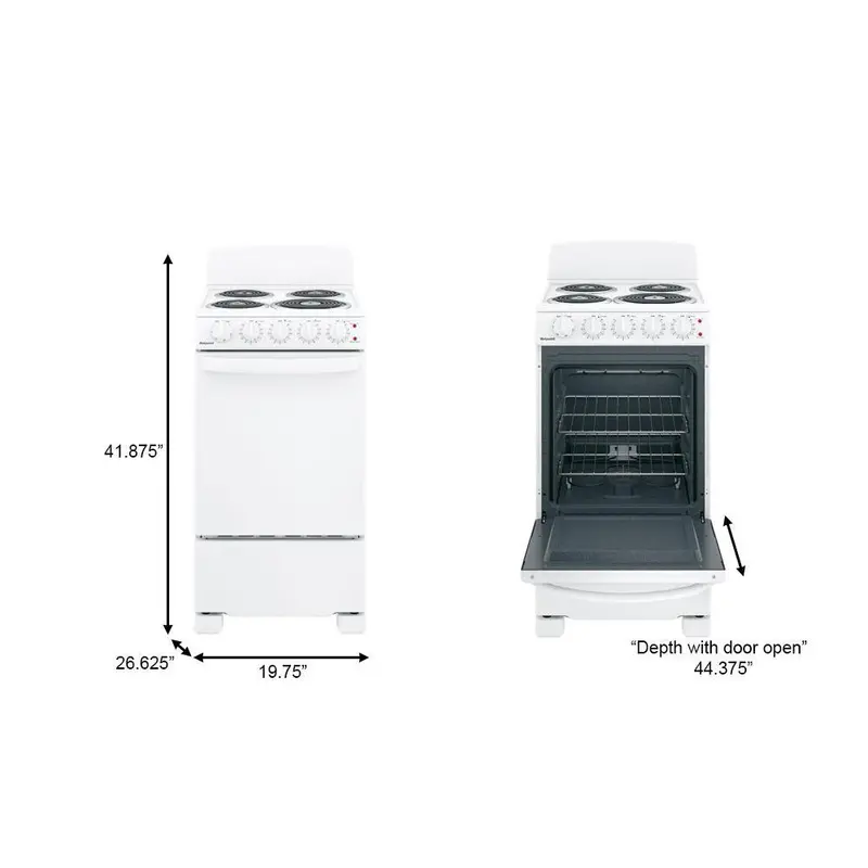 White 20-Inch 4-Burner Electric Range – Freestanding Smoothtop Oven