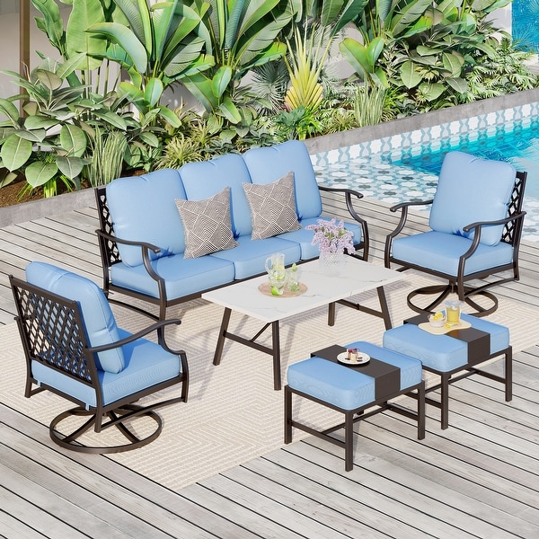MAISON ARTS 6/7Piece Patio Conversation Sets,Sofa Set with 2/4 x Single Chairs,1 x 3seater Sofa and Coffee Table/Ottomans