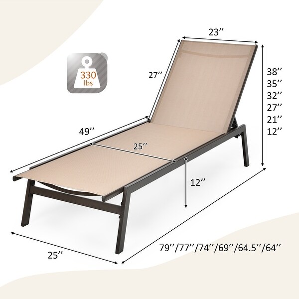 Costway Patio Lounge Chair Chaise Recliner Back Adjustable Garden