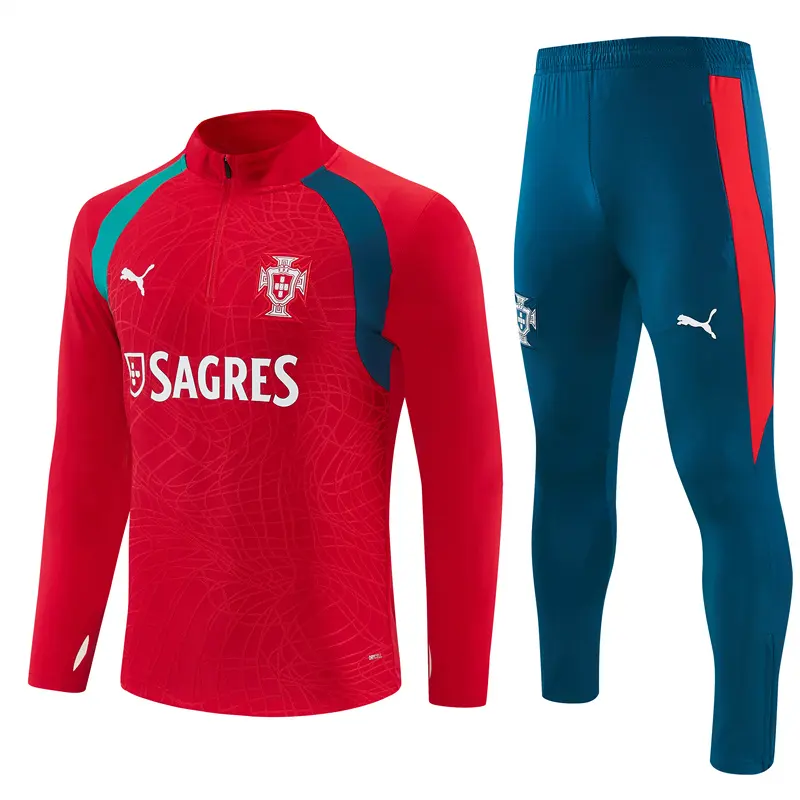 Portugal 26/27 Half Zipper Training Suit - Red