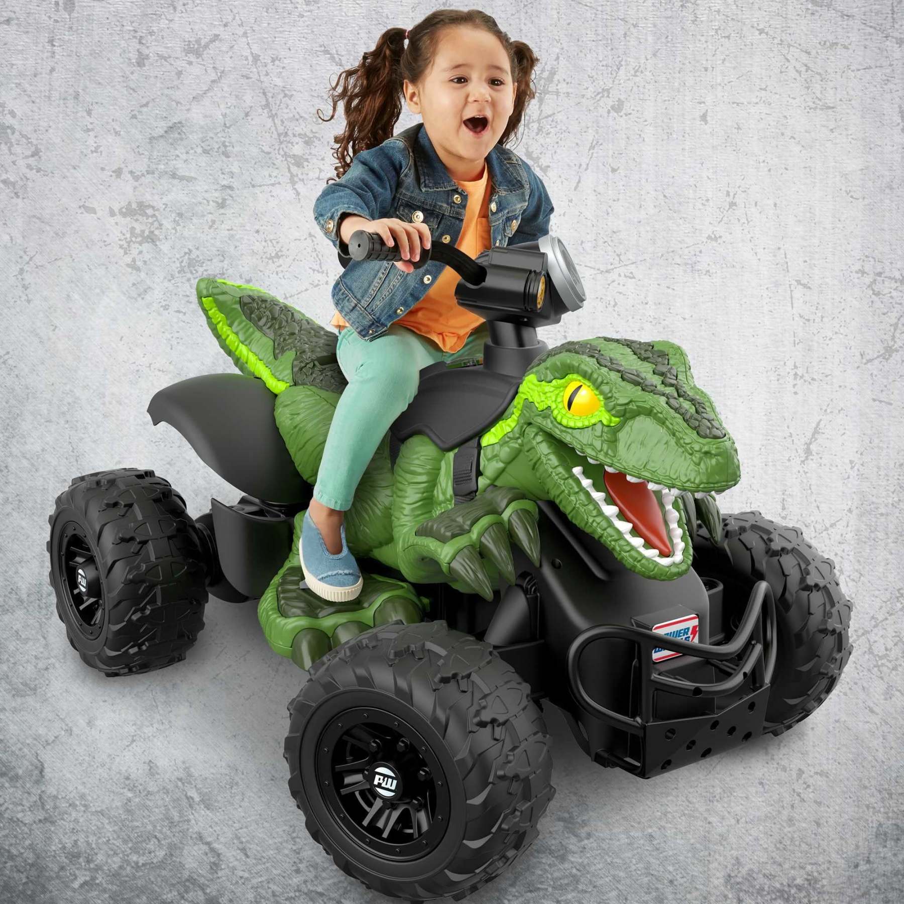2026 Power Wheels Jurassic World Dino Racer Ride-On ATV, Green Dinosaur Toy