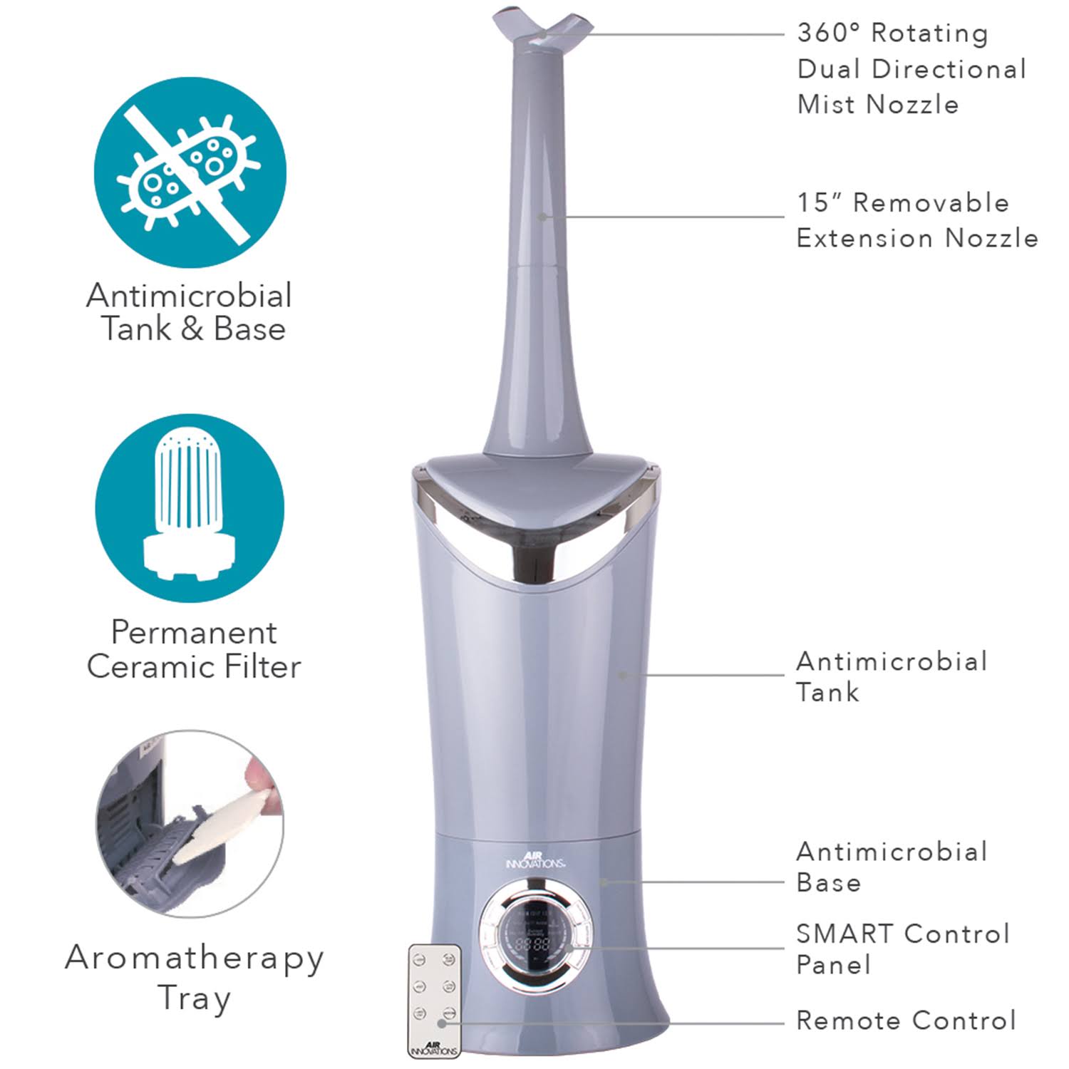 Air Innovations 1.7 gal. Cool Mist Digital Humidifier - Platinum