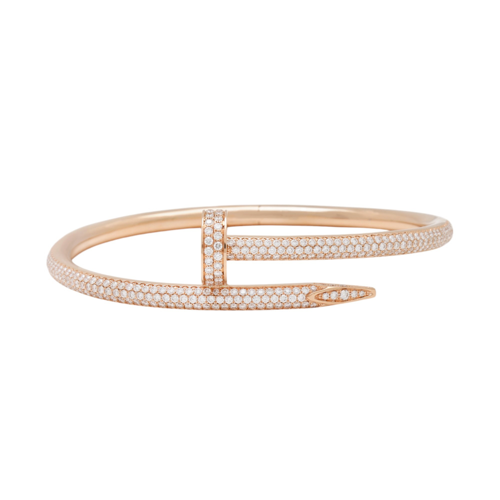 Cartier Juste un Clou Diamond Pave Bracelet 18K Rose Gold N6702100