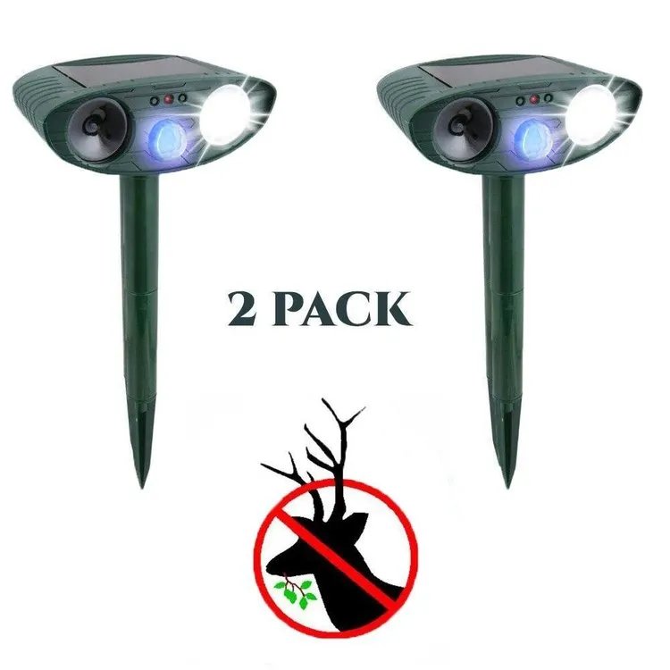 Ultrasonic Deer Repeller - PACK of 2 - Solar Powered - Get Rid of Deer in 48 Hours