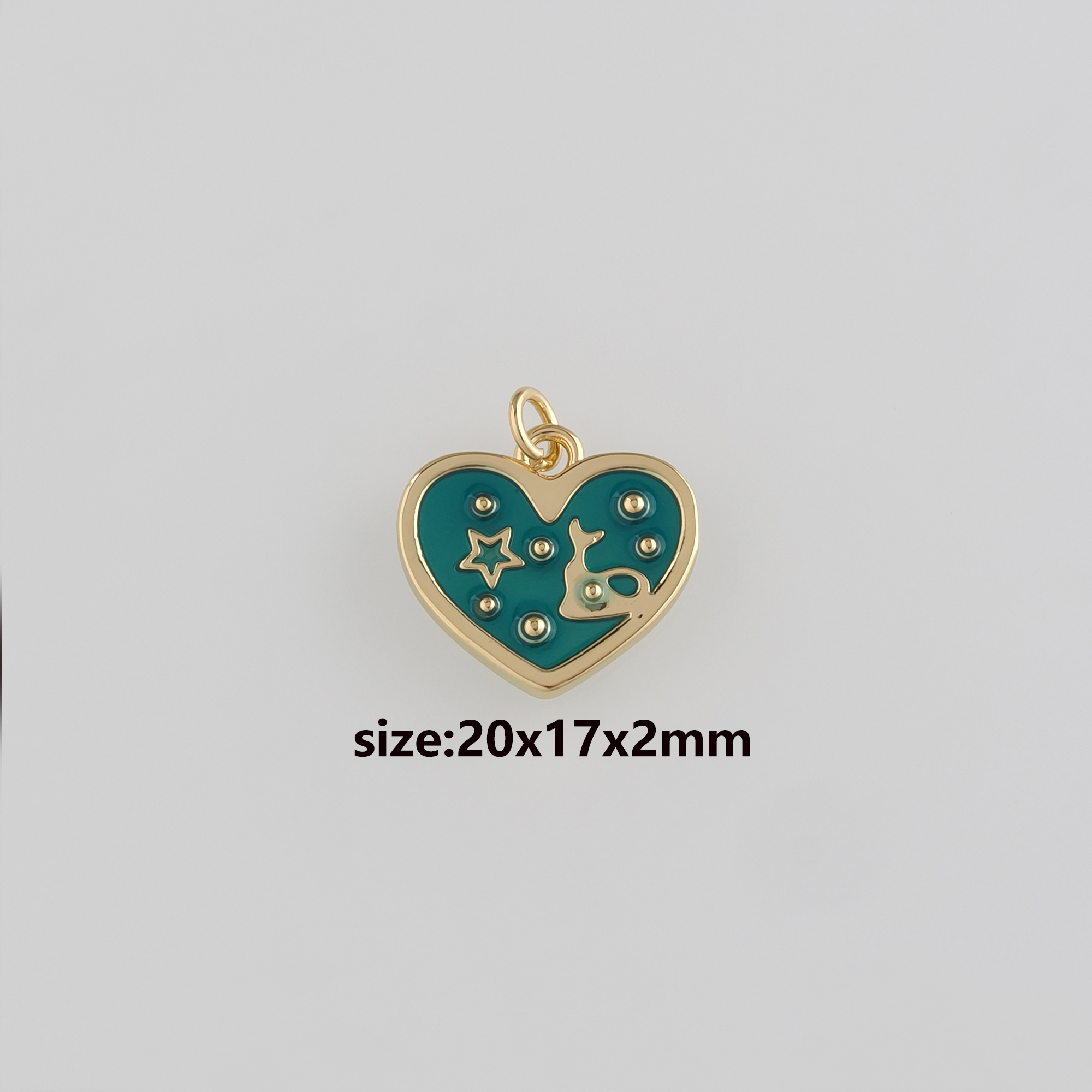 18K Gold Filled Heart Pendant,Enamel Heart Charm Earrings Necklace for DIY Jewelry Making Supply