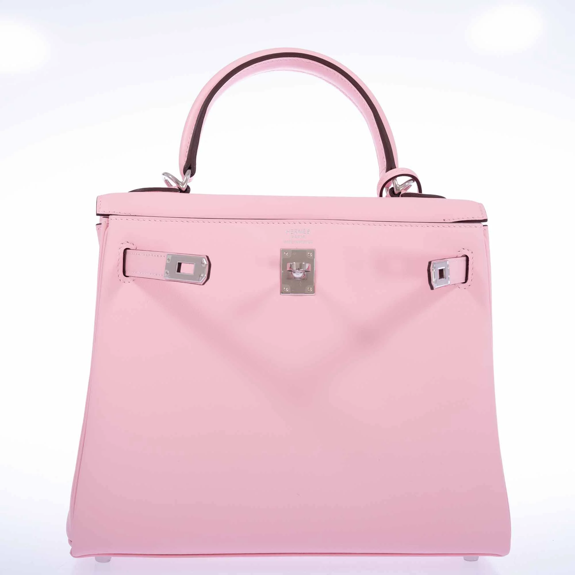 Hermès Kelly 25 Retourné Rose Sakura Swift Palladium Hardware