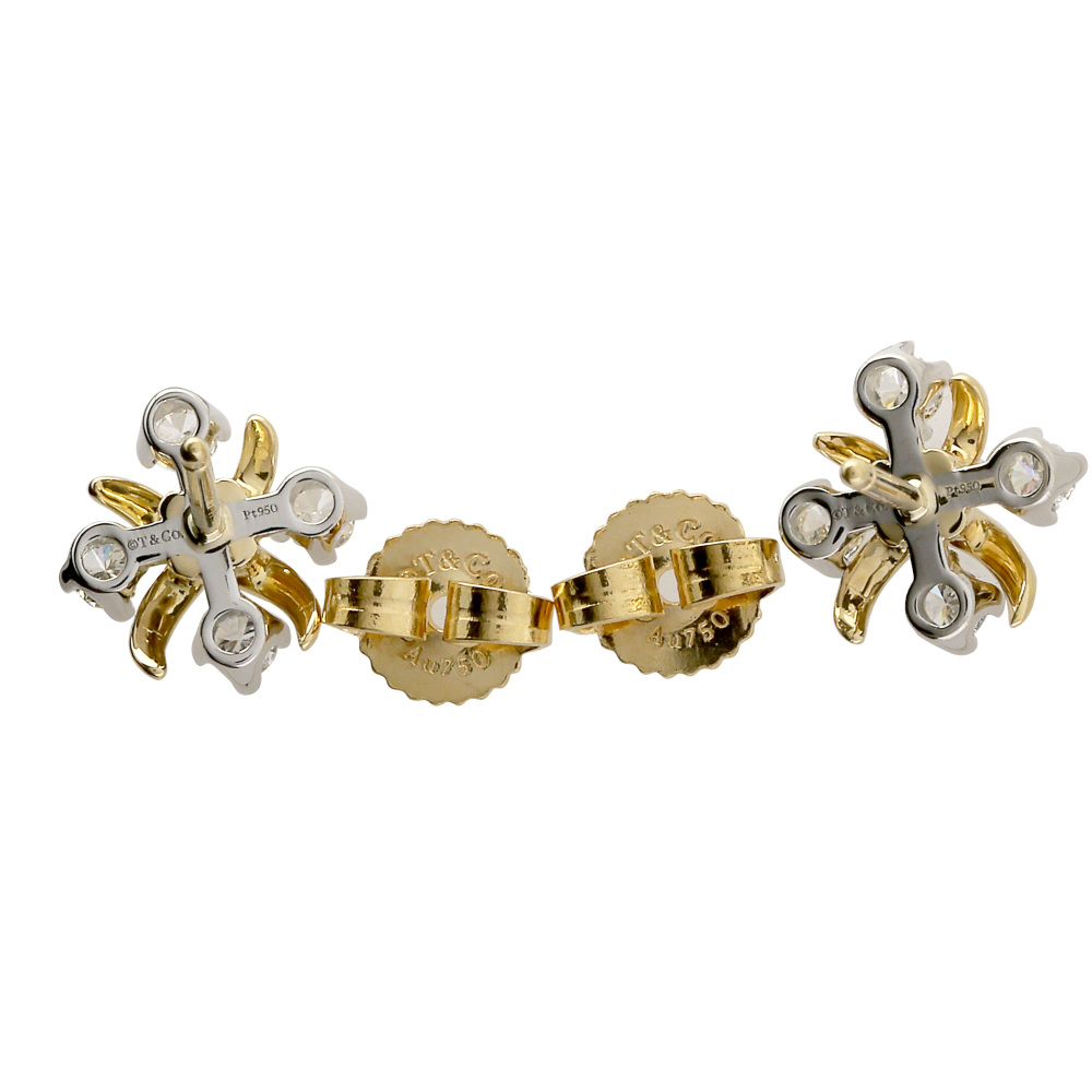 Tiffany & Co. Jean Schlumberger Rin Earrings Platinum & 18K Yellow Gold Diamond 60090615