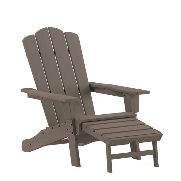 Commercial AllWeather Adirondack Chair with Pullout Ottoman and Cupholder
